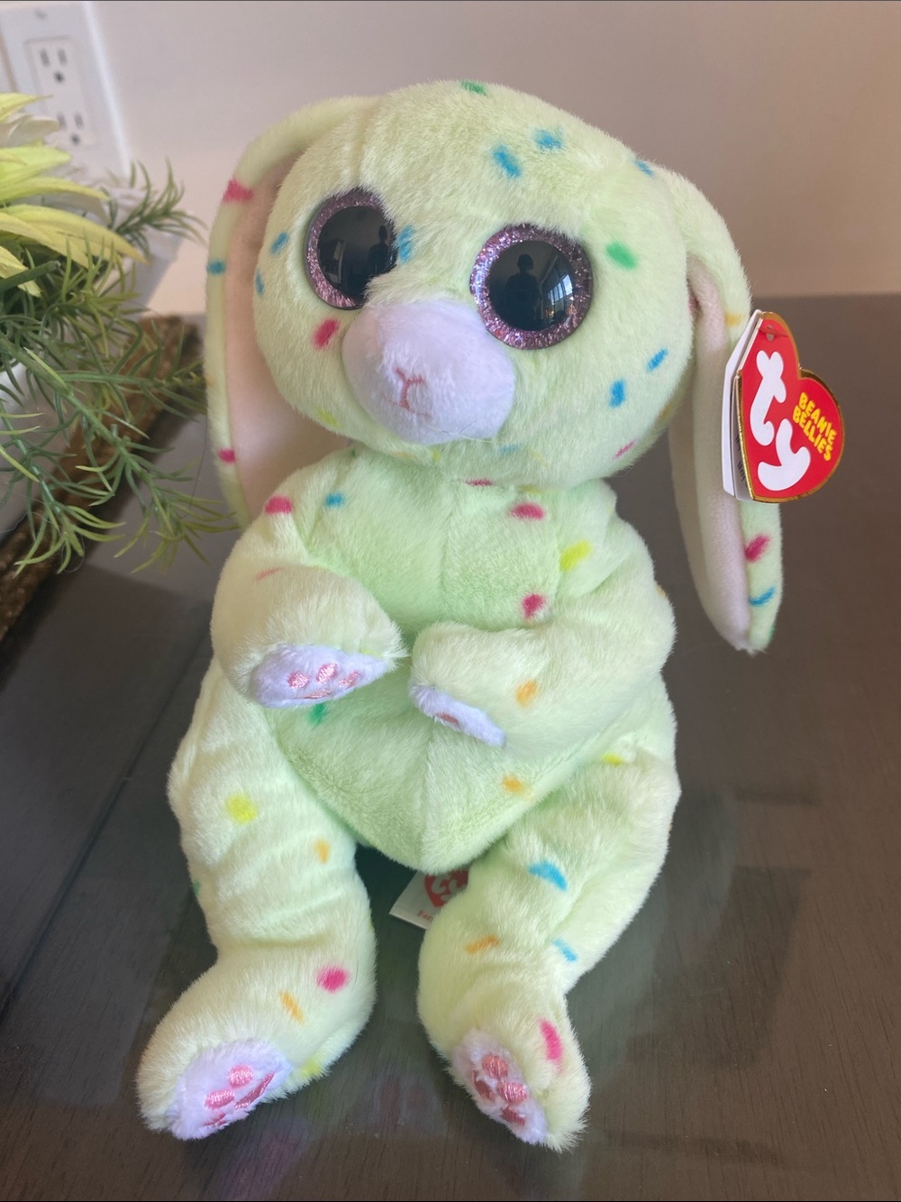New🌈 Ty Beanie Bellies Green Speckled Bunny FERN plush gifts